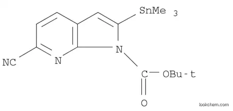 Molecular Structure of 1028752-25-1 (1H-Pyrrolo[2,3-b]pyridine-1-carboxylic acid, 6-cyano-2-(trimethylstannyl)-, 1,1-dimethylethyl ester)